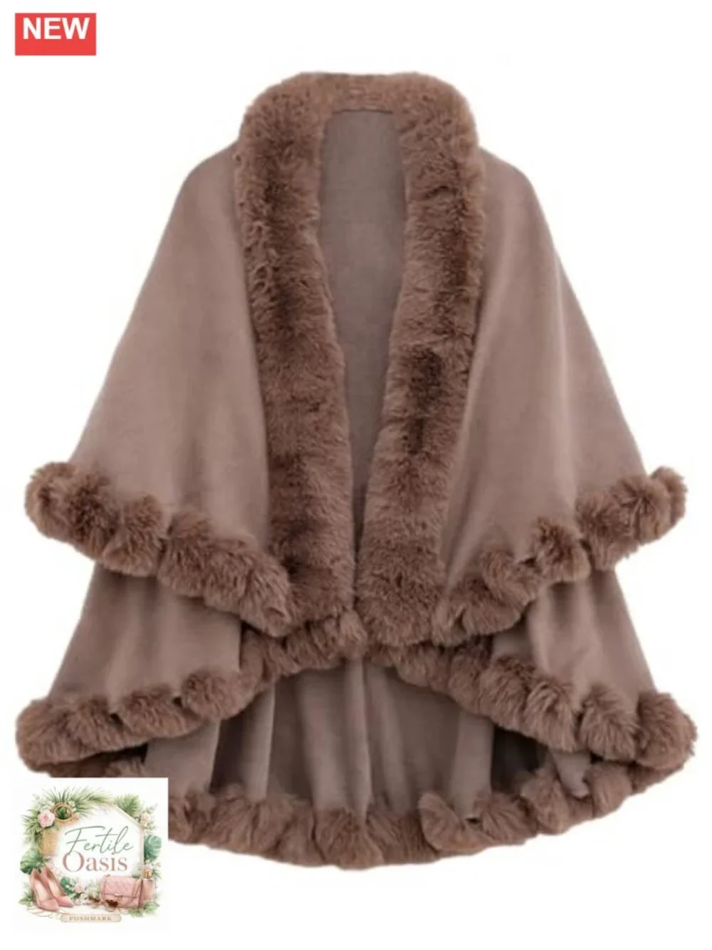 Faux Fur Shawl Wrap Winter Bridal Wedding Cover Up Knit Cardigan Coat